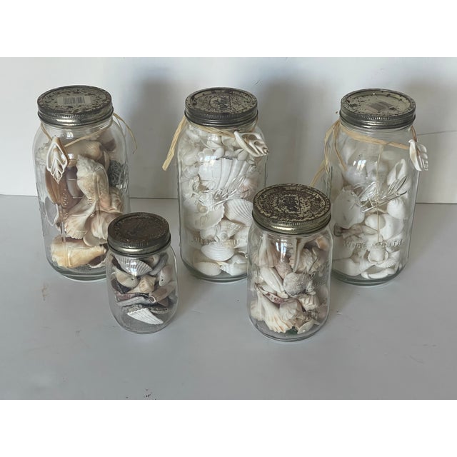 Shell 5 Large Vintage Jars With Sea Shells for Coastal Decor For Sale - Image 7 of 7