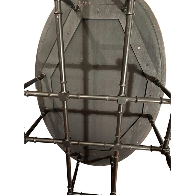 Wood Vintage Oval Italian Chinoiserie Faux Bamboo Cocktail Table For Sale - Image 7 of 7