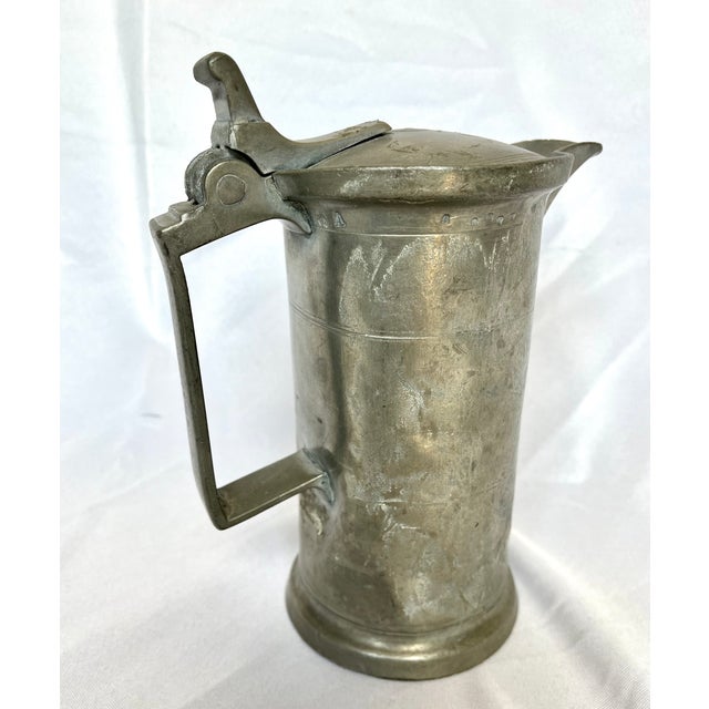 Rustic Antique 1800s Handcrafted Pewter Tankard For Sale - Image 3 of 8