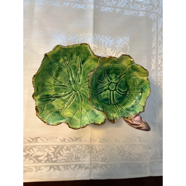 Ceramic 1990s Majolica Leaf & Tulip Candy Dish For Sale - Image 7 of 7