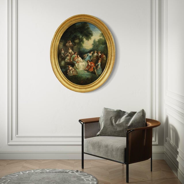 Rococo Gallant Party, 1750, Oil on Canvas, Framed For Sale - Image 8 of 15
