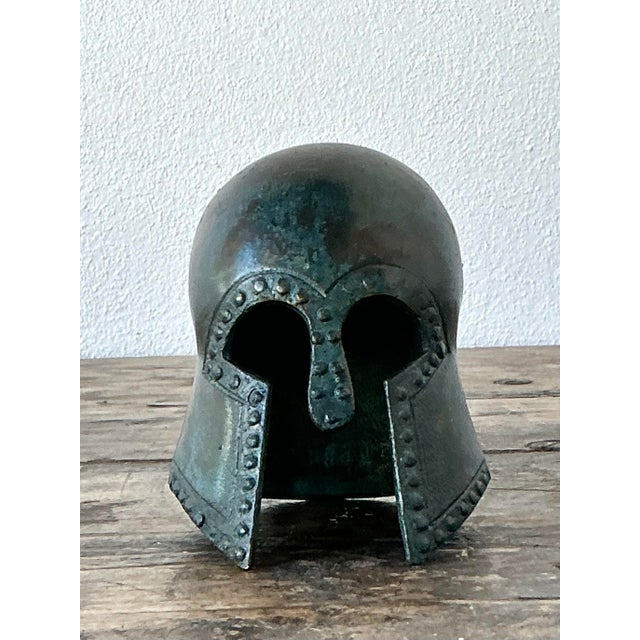Mid 20th Century Vintage Patinated Corinthian Greek Helmet For Sale - Image 5 of 12