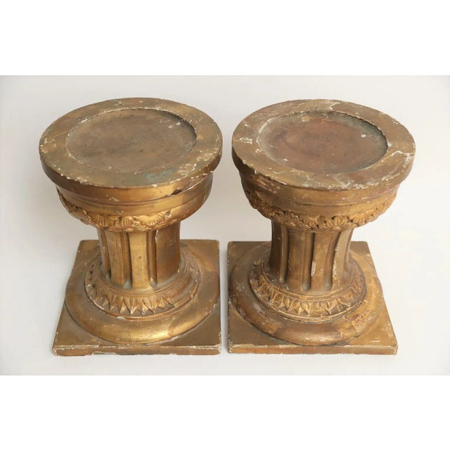 Late 19th Century 19th-Century French Altar Gilt & Gesso Candle Stands, Pair / Neoclassical For Sale - Image 5 of 8
