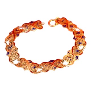 Enamelled Gold Bracelet with Articulated Links For Sale