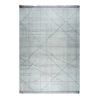 Marrakech Beige Whisper Hand-Knotted Wool Rug Carpet, Soft Geometric Design For Sale