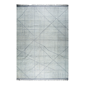 Marrakech Beige Whisper Hand-Knotted Wool Rug Carpet, Soft Geometric Design