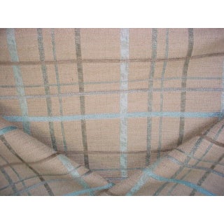 Scalamandre AM EC188290 Pomponia Blue Tartan Plaid Flax Upholstery Fabric - 1-1/2 Yards For Sale