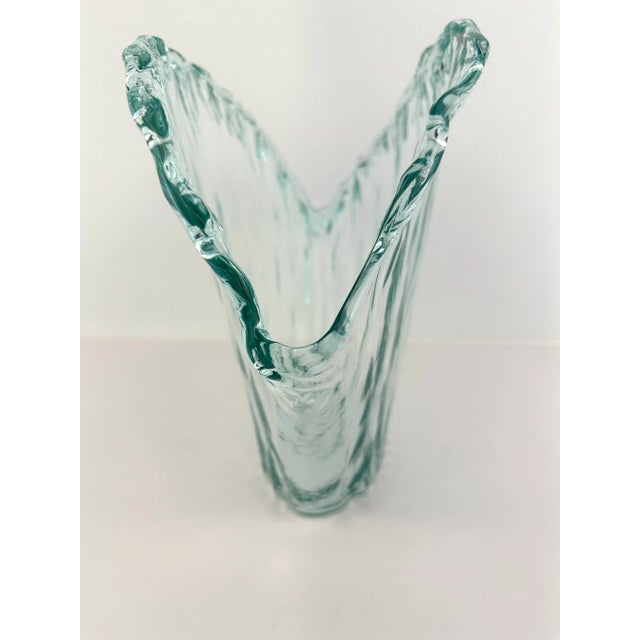 1980s Large 1980s Contemporary Art Glass Ocean Water Wave Vase For Sale - Image 5 of 10