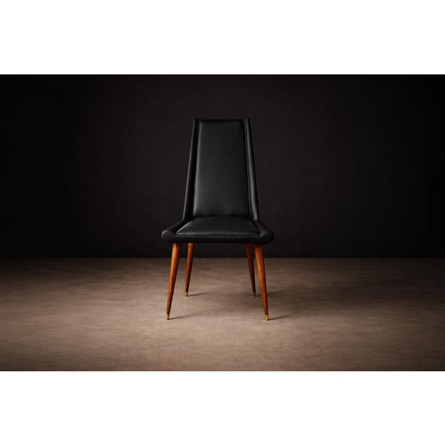 Set of 4 Chairs in Caviuna Wood & Black Leather, Giuseppe Scapinelli, 1950s For Sale - Image 14 of 14