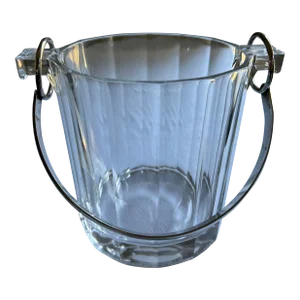Vintage Mid Century Modern Glass Ice Bucket With Handle