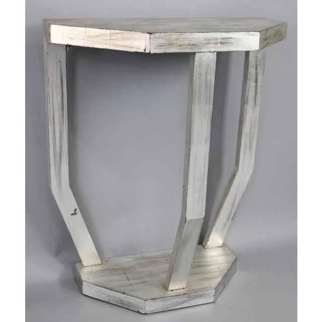 1960s 1960s Art Deco Mirror and Console Hall Table in Silver and Black For Sale - Image 5 of 12