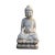 Stone Chinese Oriental Distressed White Marble Stone Carved Sitting Buddha For Sale - Image 7 of 7