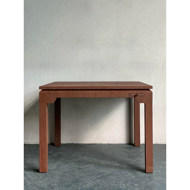 Brown Vintage Boho Grasscloth Game Table For Sale - Image 8 of 8