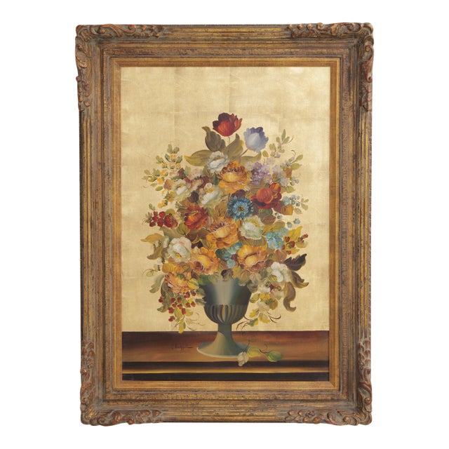 Stunning Artist Signed Still Life Oil Painting on Canvas For Sale