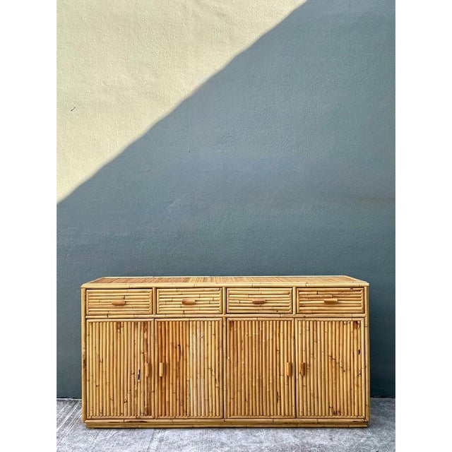 Vintage Stacked Rattan Credenza For Sale - Image 4 of 12
