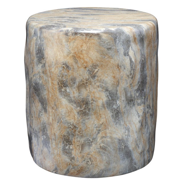 Jamie Young Cedar Side Table, Marbled Grey For Sale - Image 4 of 4