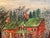 Vintage Gouache on Cardboard Folk Art Painting of a Farmhouse Children & Swans For Sale - Image 10 of 11