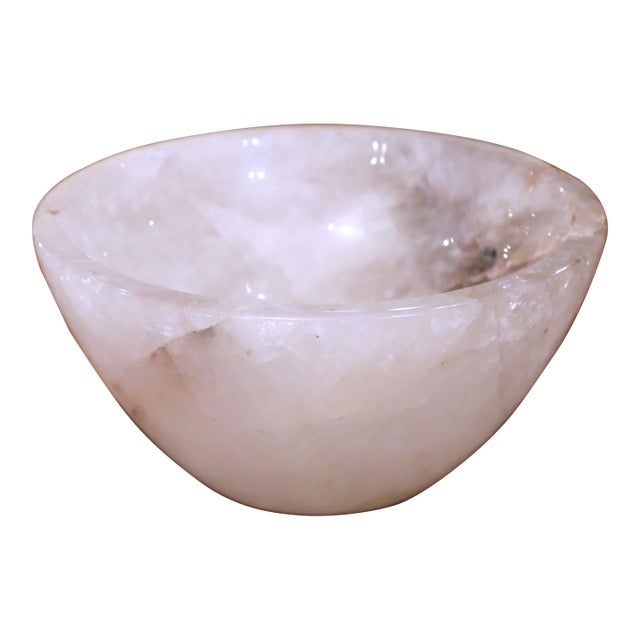 Large Brazilian Carved Rock Crystal Bowl Vide-Poche For Sale