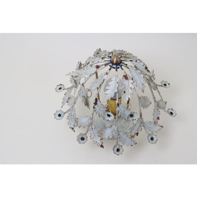 Floral Ceiling Light with White Flowers and Leaves, 1950s For Sale - Image 6 of 13