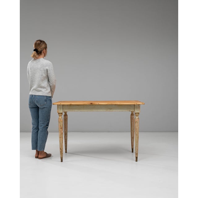 20th Century French Gustavian Wood Patinated Side Table For Sale - Image 17 of 18