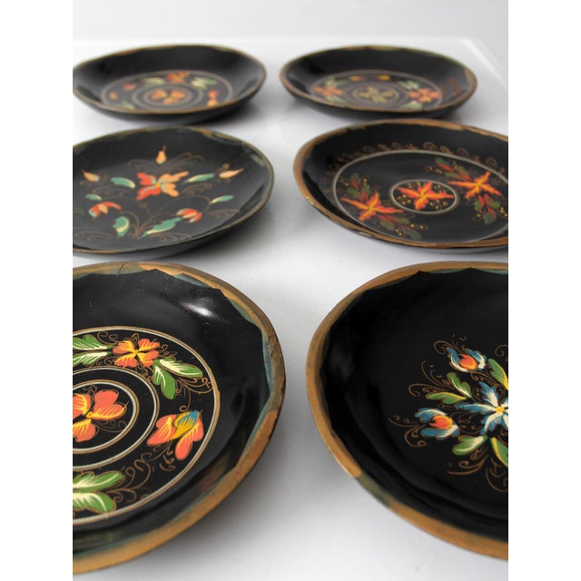 Vintage Scandinavian Rosemaling Decorative Plates Set 6 For Sale - Image 6 of 11