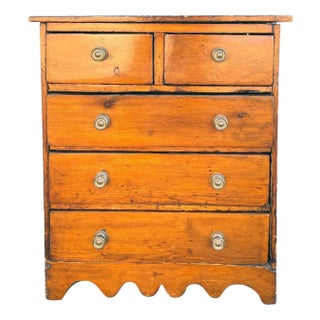 19th Century American New England Pine Miniature Chest of Drawers For Sale