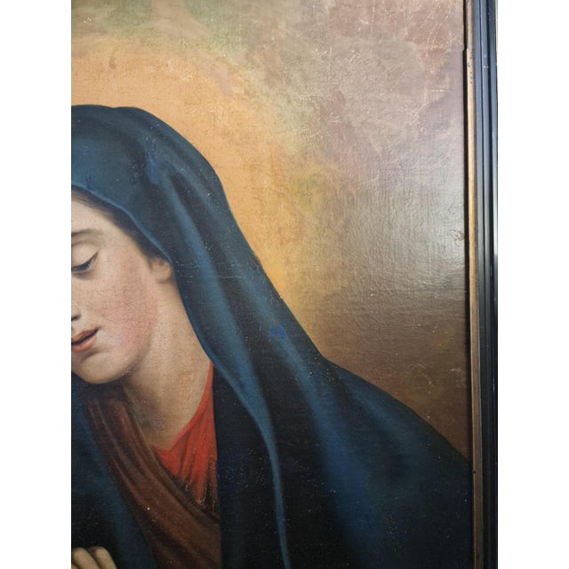Italian School, Unknown, Madonna in Prayer, Late 18th Century, Oil on Canvas and Wood, Framed For Sale - Image 5 of 12