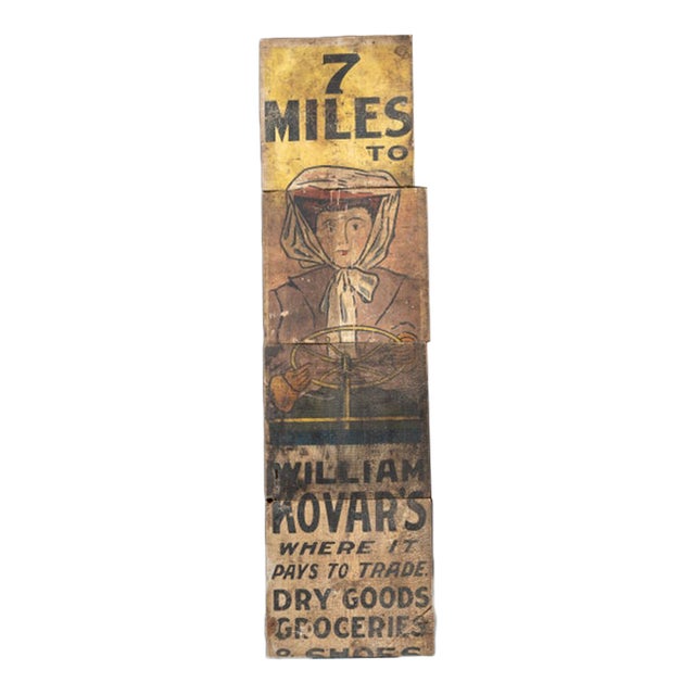 Antique "7 Miles to William Kovar" Sign by Ithaca Sign Works For Sale