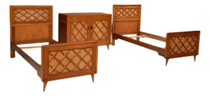 Single Beds and Chest of Drawers, 1960s, Set of 3