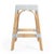 Robias 24.5 in. Seat Height Rectangular Rattan Backless Counter Stool with Footrest, White/Sky Blue Dot / Natural Rattan Frame For Sale In Chicago - Image 6 of 9