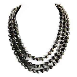 1920s 72" French Jet Bead Flapper Necklace For Sale