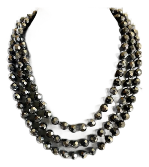 1920s 72" French Jet Bead Flapper Necklace