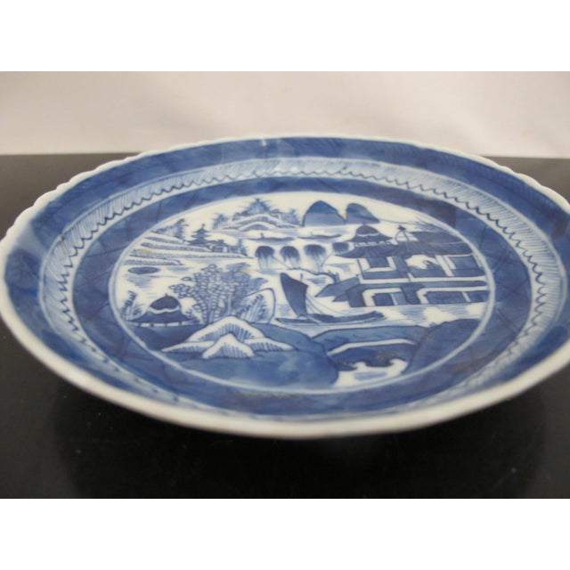 Chinese Chinese Export Canton Blue & White Porcelain 5 1/2" Saucer Dish For Sale - Image 3 of 5