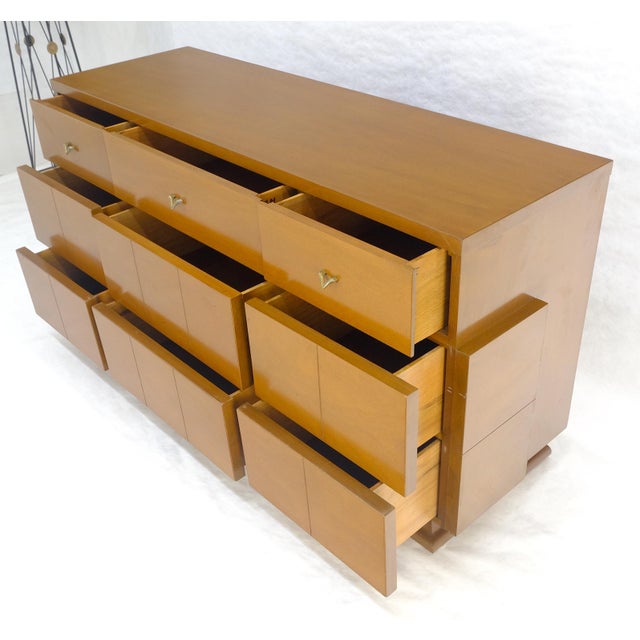 American Mid Century Modern Light Birch 9 Drawers 63” Long Dresser MINT For Sale - Image 10 of 14
