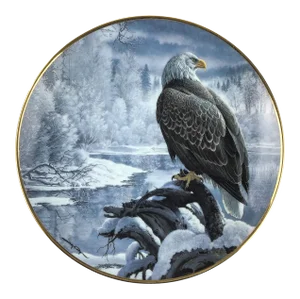 1990s Collectible Porcelain Printed Bald Eagle Series Plate
