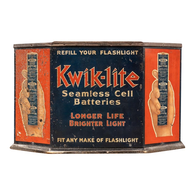 Antique Kwik-Lite Tin Litho Point-of-Sale Case For Sale