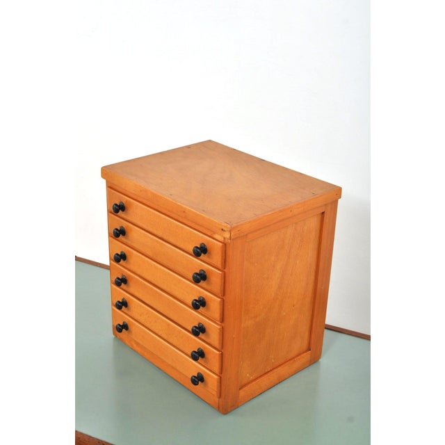 Brown Small Beech Haberdashery Chest of Drawers, 1950s For Sale - Image 8 of 13