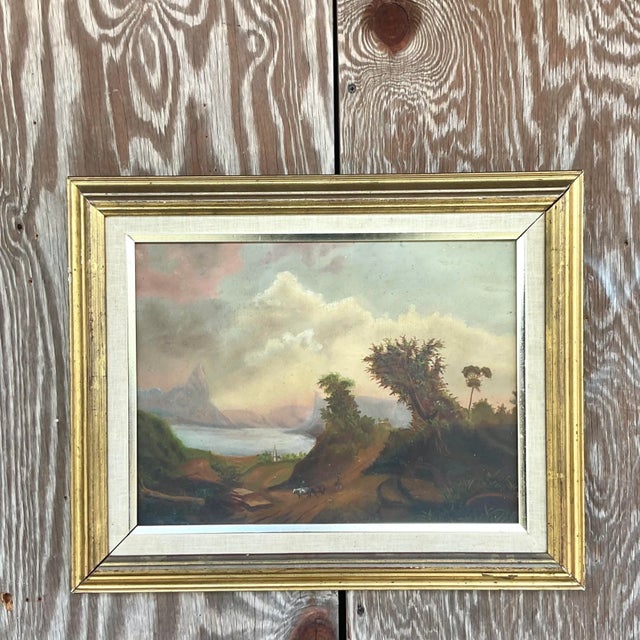 Vintage Traditional Original Landscape Oil Painting on Canvas For Sale - Image 4 of 6