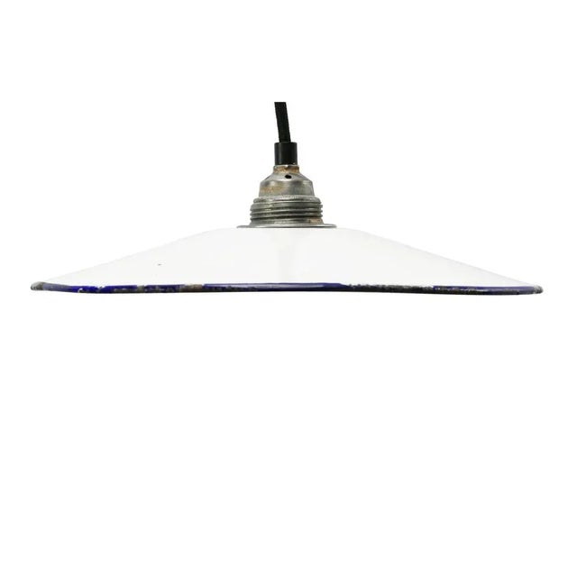 1950s Vintage French Industrial White Enamel Pendant Lamp For Sale - Image 5 of 7