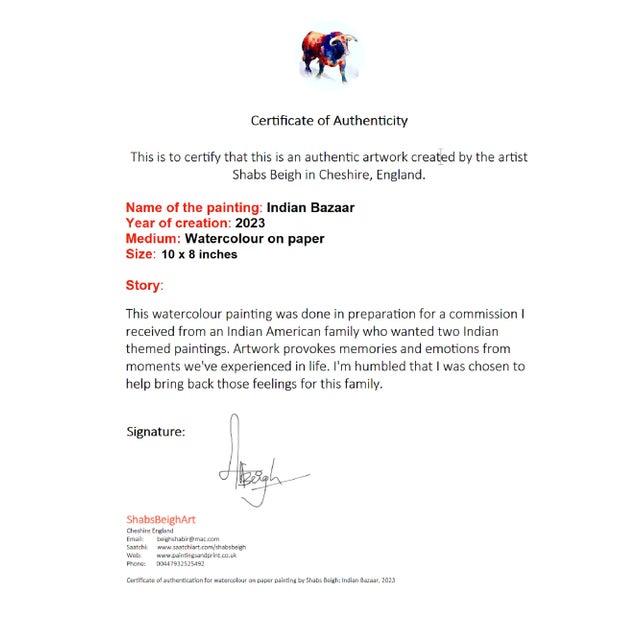 "Indian Bazaar" Abstract City Scene Watercolour Painting on Paper For Sale - Image 4 of 6