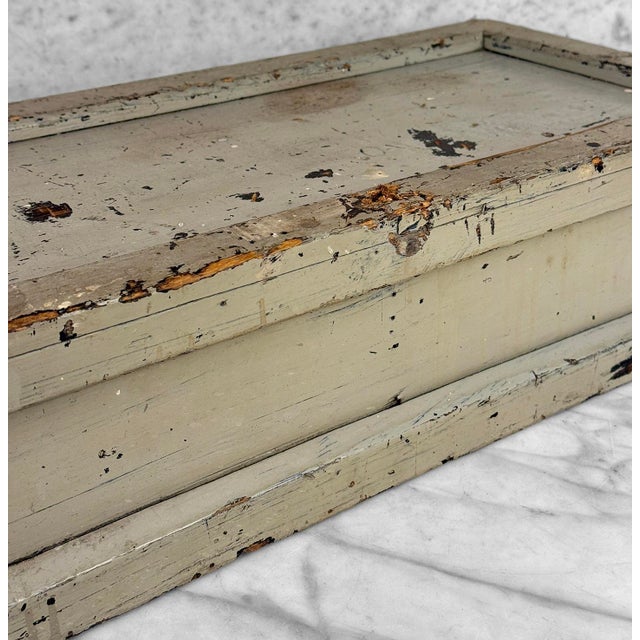 Antique Primtive Painted Wood Tool Box Chest For Sale - Image 11 of 13
