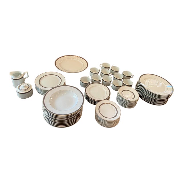 1990's Traditional Christofle Tiriada Parme China Dinnerware Set of