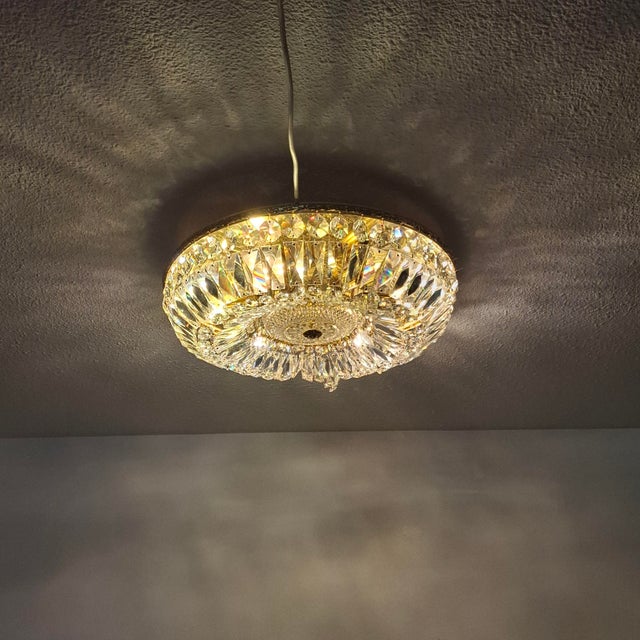 Vintage Ceiling Light in Brass and Lead Crystal from Palwa, Germany, 1960s For Sale - Image 16 of 18