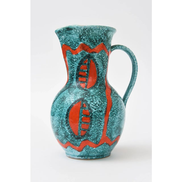 This wonderful vintage Italian ceramic pitcher from the 60's has a great abstract design. Attributed to Bitossi....