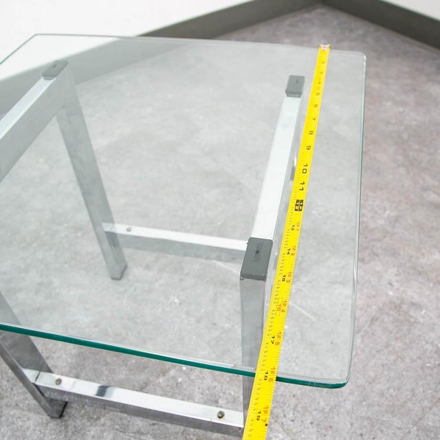 Mid Century Modern End Tables Chrome Glass Square Side Tables Vintage Pair MCM For Sale - Image 11 of 11