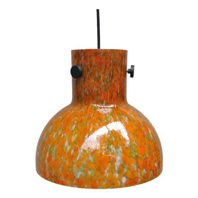 Ceiling Light in Flamed Orange, Green, Black, Beige by Peill & Putzler, 1970s For Sale