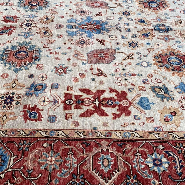 2000 - 2009 Ivory Persian Ziegler Hand-Knotted Wool Rug - 8' X 9'9" For Sale - Image 5 of 11