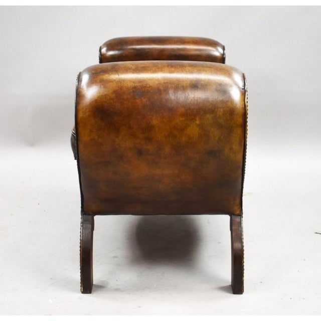 Hollywood Regency Regency Style Leather Stool, 1919 For Sale - Image 3 of 9