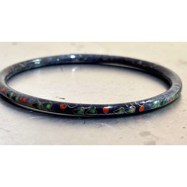 Black/Dark Grey Cloisonne' Bangle Bracelet For Sale - Image 4 of 4