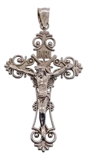 14 Karat White Gold Cross, Religious Pendant